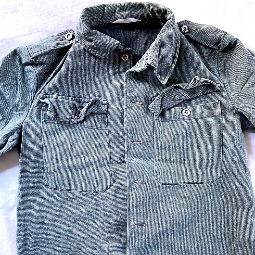 Vintage Swiss Army Work Jacket. Heavy Denim. Medium/short